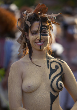   Tapati Festival, Easter Island, by   Eric Lafforgue.  Tapati Festival in Easter Island is a mix of carnival, sports, theatrical presentations and homage to Rapa Nui, it is celebrated annually in January and February; the sporting competitions are based