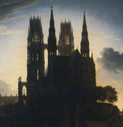 socialpsychopathblr:  Gothic Cathedral by the Waterside, 1813, by Karl Friedrich Schinkel