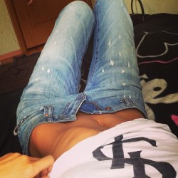 Teen in jeans.
