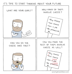 cheesenotes:  Via Culture Magazine:    A Cheesy Comic from Poorly Drawn Lines These guys have their priorities straight. Check out the hilarious comic below from Poorly Drawn Lines — the comments are gold, too.    The only thing I’d change is that