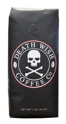 fan-troll:  wickedclothes:  Death Wish Coffee This whole bean coffee is a premium dark roast which is 200% stronger than your average, run of the mill coffee. Strong, robust, flavorful, and sure to keep you up for days on end. Available in one-pound bags.