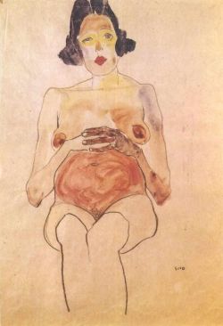 topcat77: Red naked, pregnant woman, 1910 Egon Schiele  