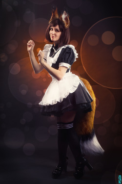 catgirlfantasy:  Ksenyan foxy maid by Araklai    That outfit is PERFECT. Not sure if the tail is real or photoshopped, but it looks amazing.