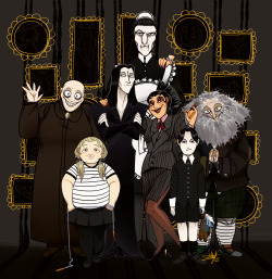 thegothicalice:  mockeryd:  thismightydimoart:  THE ADDAMS FAMILY ah, it took some more time that I wanted but it totally paide back! GB of the whole Addams Family!  I’m all about gender swapped Mortica and Gomez here  I’m sorry, could this get more