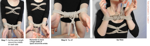 fetishweekly:  fetishweekly:  Shibari Tutorial: Pearl Harness & Wrist Cuffs Second technique in this series. I especially like the cuffs as a quick and easy restraining method. Doesn’t take more than five minutes! ;)  Reblog for the early birds!