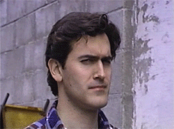 thedeaditeslayer:  Bruce Campbell poses for facial references needed for his Possessed Ash make-up in Evil Dead 2.  