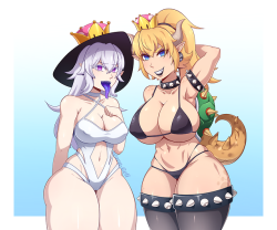 waru-geli:  I really love to Bowsette, so i have it to draw herand the princess king boo is so cute too