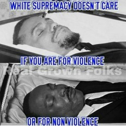 bigclitblackwomen:  takeprideinyourheritage:So now that we see non violence isn’t working, what do we do now? #BlackLivesMatter #blacktumblr #MalcolmX #MLK #staywoke #every28hours  Recognize ur enemy. Peep their tactics and stay ready