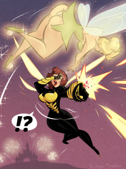   Tinkerbell Vs The Wasp - Cartoon Pinup Commission  Tink&Amp;Rsquo;S Just Protecting
