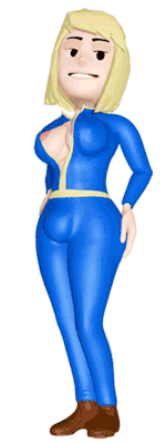 therealshadman:  http://www.shadbase.com/vault-girl-loading-screen/I added a 3D trap Vault Girl to the 3d Fallout Perk set on Shadbase, shes showing off her massive bulge with full confidence.Thanks again Skuddbutt for making a model of my Vault Girl.