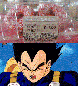 dorkly:  GIF of the Day: Sorry, Vegeta Perhaps you should try the Kakarot Cake? 