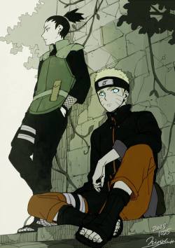 lastnarutomovie:  Fun fact: According to the anime, Shikamaru was one of the few kids known to not avoid Naruto because of “what he was”. Art by: Aoshiki