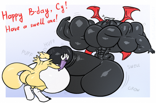 borisalien: Daily Drawing 098 - Happy Bday, Cy! Belated bday pic for @agentcybershark! Rena’s giving him a good puff. Sometimes, you are your own, best birthday balloon. - twitter - Patreon - ko-fi - FA - 
