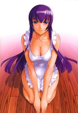 busujima saeko cleavage erect nipples highschool of the dead inazuma naked apron | #222082 | yande.re