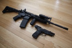 Everyday-Cutlery:  Colt M4 And Beretta M9A1 Via Imgur Needs Credit