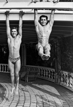 malesinphotos:  Frank Bird and Frank Renault, 1956 | ph. Bob Mizer, Athletic Model Guild