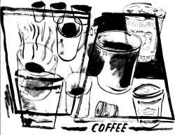 na-kim:  An homage to coffee. Gouache on