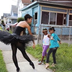 officialblackwallstreet: Ballerina #AeshaAsh is wandering around inner city Rochester in a tutu to change stereotypes about women of color and inspire young kids. “I remember growing up and in the bodega you’d see images of girls in bikinis on motorbikes.