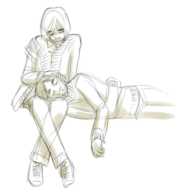 zu-art:  This week was so cold! I can’t remember the last time I’d spent the day with socks on. (My definition of “cold” would be laughed at by most of you I’m sure) So cold weather + a little break from commissions = Eremin cuddling in sweaters.