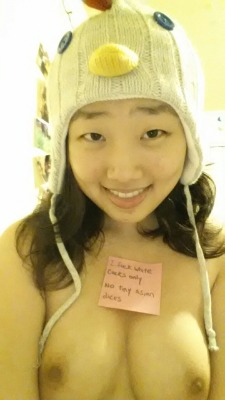 asian-raceplay-humilation:Glad you worship white cocks. Now I want you to rub my dick between your chinky slant eyes and slope face.  You look delicious and I’m going to enjoy abusing you.