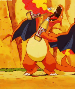 sleepycuddles-gifs:  Made this for my friend’s facebook page Charizard the Town Drunk: https://www.facebook.com/CharizardTheTownDrunk?fref=ts Pretty excited about this.P.S. I didn’t make the original gif to this, just edited it for the drunxxxSee