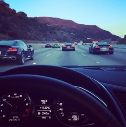 fuckyeahcargasm:  20+ R8’s and other exotics drive down Californian highways in memoriam of Paul Walker. RIP Paul 