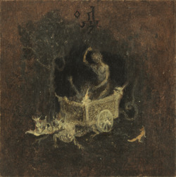 denisforkas:  Miniature decorative motif (illustration for Divine Comedy by Dante Alighieri/Purgatory, Canto 32), 2017 Acrylics on card, 11.4 x 11.4 cm *** 130   Then the ground, it seemed to me, opened up          Between the two wheels, and I