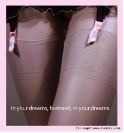 In your dreams, husband, in your dreams.     | Caption Credit: Uxorious Husband