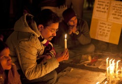 politics-war:  Indians participate in a candlelight vigil to mourn the death of a gang rape victim in New Delhi, India, on Dec. 31, 2012. India’s armed forces canceled New Year’s Eve parties on Monday, reflecting the somber mood across the country
