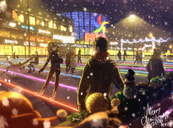 ladyegcake:  ITS 12AM HERE IM NOT LATE SO MERRY CHRISTMAS AND HAPPY VICTOR’S BDAY AS WELL there are the bois hanging out on ice rink near MEGA in Almaty! even thought people in Kazakhstan and Russia dont celebrate xmas on december 25th, lets assume