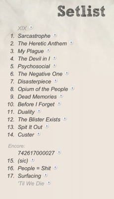 Slipknot setlist from OKC show 11/5/14