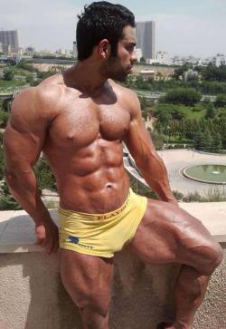 adirtyeyedboy:  arabic muscle god    Handsome, sexy, mounds of muscles and awesome looking pecs - Physically ideal for me - WOOF