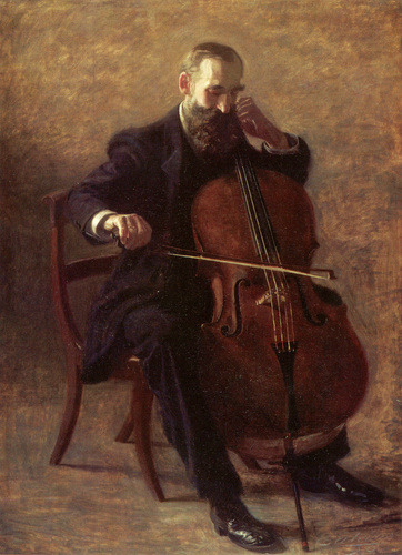 artist-eakins: The Cello Player, 1896, Thomas Eakins Medium: oil,canvas 