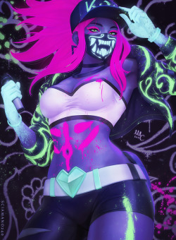 sciamano240:   Neon version of Akali KDA from League of Legends, 3rd and last reward of the December pack. Transforming the normal version into this one wasn’t as easy as I thought, but now I like it more than the other.  