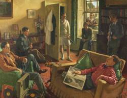 Edward Irvine Halliday (British, 1902-1984), Undergraduates in a Worcester College Room, 1952. Oil on canvas, 85 x 110 cm. Worcester College, University of Oxford.
