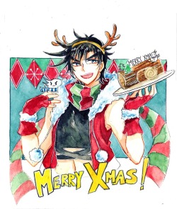 labjusticaholic:  ho ho ho-holy shit its christmasss drew this for a friend since last month lol, anw merry christmas everyone :3