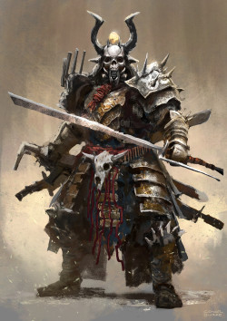 cyberclays:   Post Apocalyptic Samurai  - by  Conor Burke “A MAD MAX inspired post apocalyptic samurai done for the Character Design Challenge group on facebook.” 