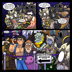 This was commissioned by someone on deviantART called Alienhominid2000,  and he wanted me to make a comic about Junkrat and Roadhog attempting to  join the Heroes of the Storm roster. The key word here is, &ldquo;Attempting&rdquo;
