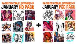 JANUARY PATREON PACKS NOW AVAILABLE! These packs have all the work in I created for Patrons in January, plus a little more here and there. ŭ Patrons can grab a pack with HD files, บ Patrons get a pack with the full, unedited, layered PSD files. Big