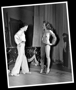 In 1948, Los Angeles photographer Milton Lewis captures an unidentified dance duo during rehearsals on stage at the famed &lsquo;El Capitan Theatre&rsquo;..
