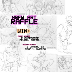 deareditorart:   —————-☆  NSFW ART RAFFLE!☆  ————– How to enter:  （　´∀｀）☆   -Reblog this post &amp; follow my tumblr. What you win:  -First winner gets a pencil sketch of two characters.-Second winner gets a pencil