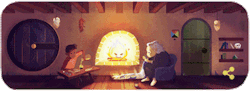 visceralv:  Today, Google is celebrating the 80th birthday of Diana Wynne Jones (1934-2011), the author of the well known Howl’s Moving Castle and many other wondrous fantasy novels. Happy Birthday! I liked the banner so much, I decided to make a gif