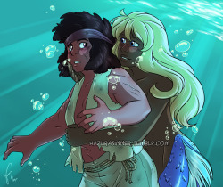 hazurasinner:  This piece from my Mermaid Sapphire AU has been laying in my art folder for so long that I nearly forgot it existed. Managed to get some free time to finish it and experiment some effects and a different outline. My weakness for mermaids