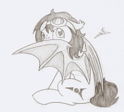 thedenofravenpuff:  Just a Puff Bat peekaboing over her wing ‘cuz cute,Enjoy.  D’aww! x3