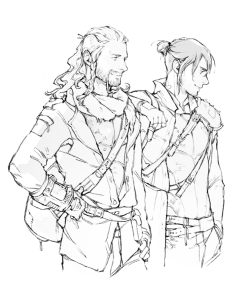 lanimalu:  Fallout AU in which Thorin’s company lost their hideout to a supermutant behemoth and Bilbo’s the kid from Vault 101 that helps them to retrieve it. Y/Y? … actually I just wanted to draw Fili and Kili in Fallout-ish outfits.
