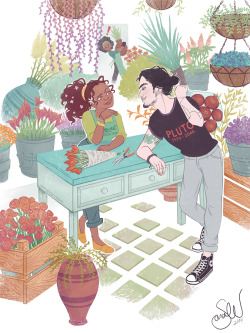 thetallsara:  Persephone’s Flower Shop Modern AU of Greek deities??? I’d think Persephone runs a flower shop next to her mother’s all-natural grocery store and gets really distracted when the pawn shop guy comes to visit. 