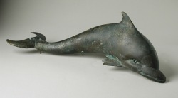 ancientart:  Depictions of dolphins in ancient art. Dolphin, Greece, 300 BC-AD 100. Courtesy of the LACMA,Â AC1992.152.16. Dolphins andÂ Octopuses.Â Phiale with decoration in superposed colour, ca. 510â€“500 BC. From Eretria. Courtesy of the Louvre,Â MNB