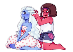 sil-gua:    Ruby: You should pull your hair up more often.Sapphire: Would you help me?Ruby: Uh.. Sure. 