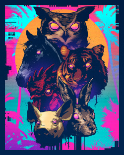 uzicopter:  ‘Knuckle Duster’ in-game poster art I developed for Trials of the Blood Dragon. Big shout-out to Hotline Miami.