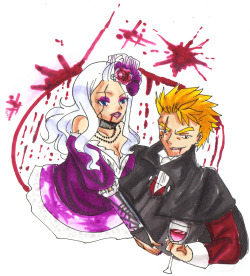 rainladyjuvia:  Fairy Tail Inktober Day 27 - Vampires ahhhhhhhhhh, I saved the best couples for the last days of Inktober! I’m going to try color them (and cry for hours afterward) ! Laxus is super hard to draw and demon Mirajane is even harder (TT~TT))